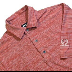 FootJoy Polo Shirt Men's Size Medium Short Sleeve Pinecrest Golf Logo Red Gray